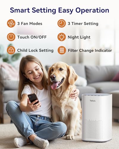 Tailulu Air Purifiers for Home Large Room up to 1500ft², Tailulu H13 True HEPA Air Purifier for Pets Dust Odor Smoke, Air Purifier for Bedroom with 15dB Quiet Sleep Mode for Bedroom Office Living Room - Image 3