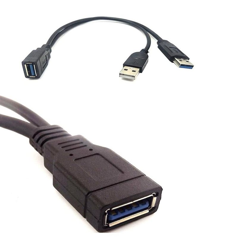 AlinNa GRLRCR Black USB 3.0 Female to Dual USB Male Extra Power Data Y Extension Cable Splitter Adapter for 2.5" Mobile Hard Disk - Image 3