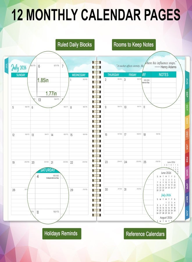 Coboll Teacher Planner 2026-2027 - Teacher Lesson Planner 2026-2027, July 2026 - June 2027, 8.5'' x 11'' with Monthly Tabs, Inner pocket - Image 2
