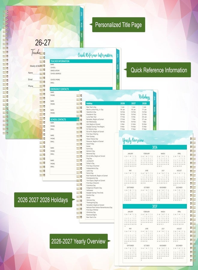 Coboll Teacher Planner 2026-2027 - Teacher Lesson Planner 2026-2027, July 2026 - June 2027, 8.5'' x 11'' with Monthly Tabs, Inner pocket - Image 4