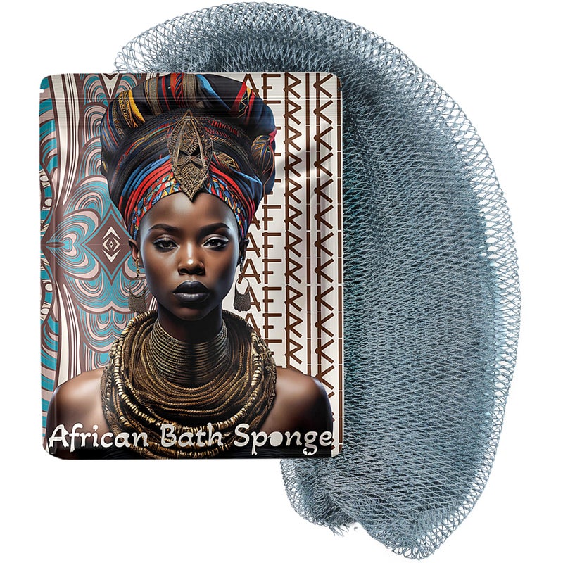 AFRIKI African Net Sponge Premium Authentic Exfoliating Body Scrubber Extra Long Stretch Bath Sponge for Shower Deep Exfoliating Washcloth for Smooth Skin 1 Pack Slate - Image 2