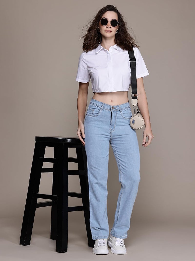 Nifty Women's Denim Stretchable Straight Fit Boyfriend Jeans (1469_ICE_34_Light_Blue_34) - Image 5
