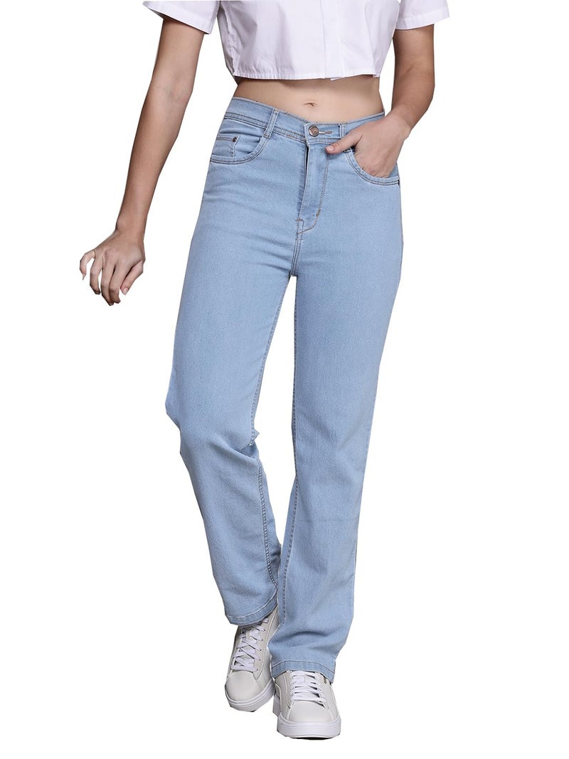 Nifty Women's Denim Stretchable Straight Fit Boyfriend Jeans (1469_ICE_34_Light_Blue_34) - Image 1