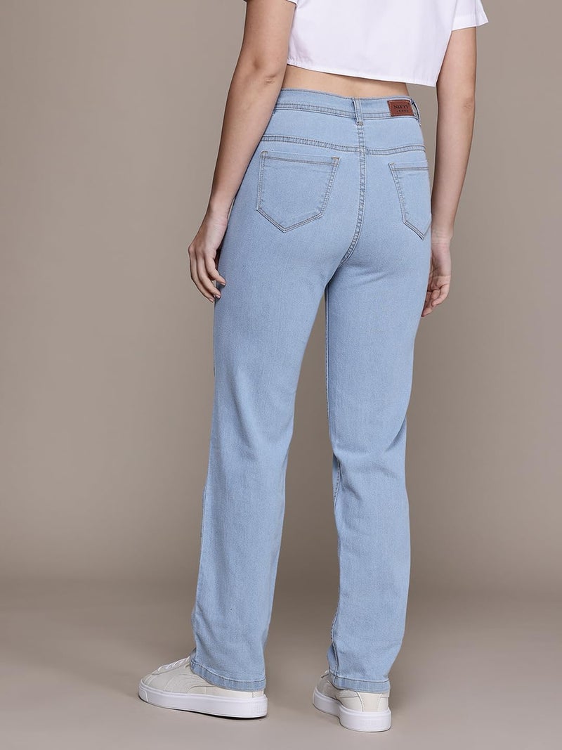 Nifty Women's Denim Stretchable Straight Fit Boyfriend Jeans (1469_ICE_34_Light_Blue_34) - Image 4