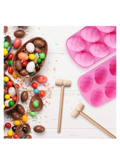 Generic Eggs Silicone Mold 2 Pcs Chocolate Mold Half Egg Mold with 2 Wooden Hammers Chocolate Egg Mold Candy Cookie Mould Silicone Baking Mold for Party Jelly Ice Cube Chocolate  - Image 5