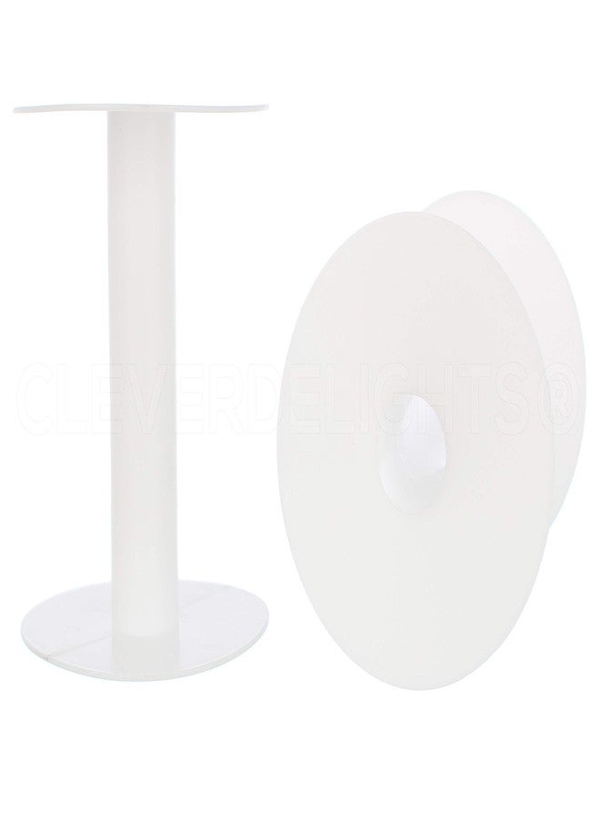 CleverDelights Plastic Spools - 4 3/8" x 3 5/8" - White - 8 Pack - Image 1