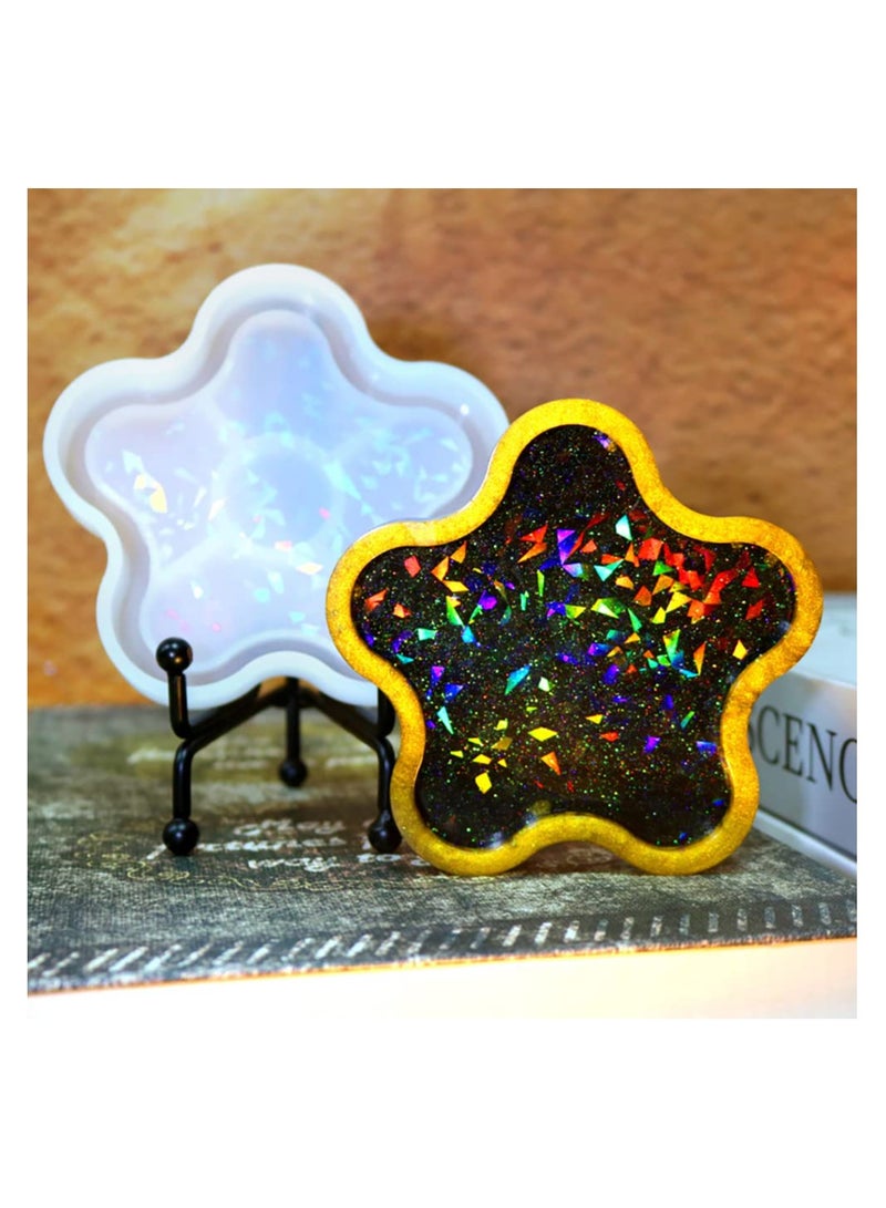 Excefore Resin Coaster Molds, 6 Pcs Unique Resin Molds, Holographic Coaster Molds for Epoxy Resin, Small Resin Molds Silicone, DIY Resin Gifts or Home Decoration - Image 2