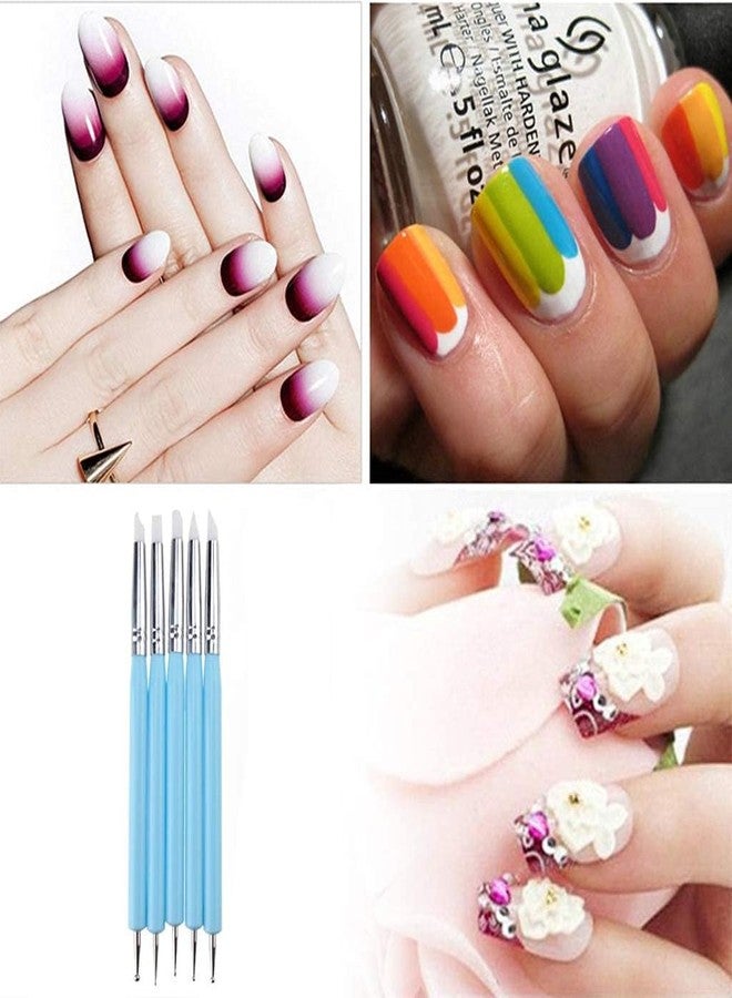 Ruby Face Rubyface Silicone Clay Sculpting Tool Nail Art Dotting Tools, Pen Dual Head UV Gel Carving Pen, Nail Silicone Brushes Set ,Pottery Clay Sculpting Tools Modeling Painting Drawing Tool DIY Art Craft (Blue, 5 pcs) - Image 5