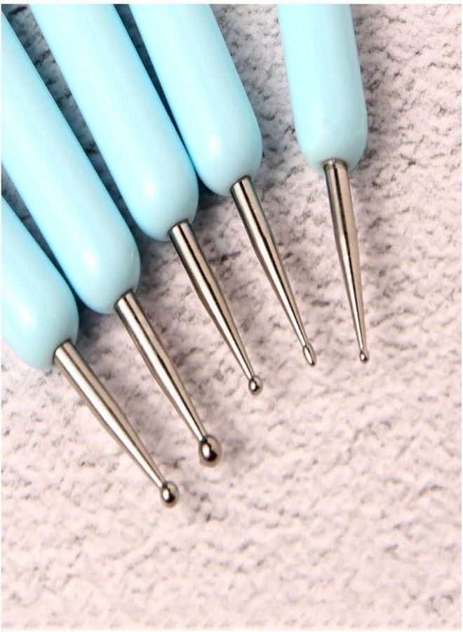 Ruby Face Rubyface Silicone Clay Sculpting Tool Nail Art Dotting Tools, Pen Dual Head UV Gel Carving Pen, Nail Silicone Brushes Set ,Pottery Clay Sculpting Tools Modeling Painting Drawing Tool DIY Art Craft (Blue, 5 pcs) - Image 2