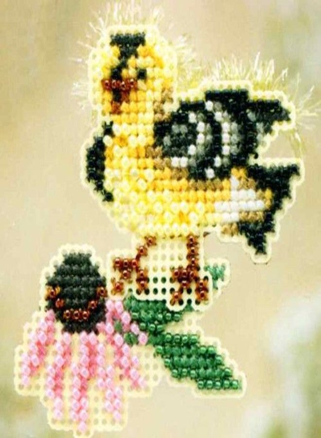Mill Hill Goldie Finch Beaded Counted Cross Stitch Ornament Kit Mill Hill 2010 Spring Bouquet MH18-0103 - Image 1