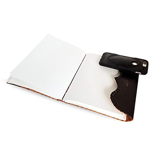 jaald 10" Leather Journal with lock Writing Pad Blank Notebook Handmade Notepad Men & Women Unlined Paper Best Present Art Sketchbook Travel Diary To Write Book Of Shadow Refillable Grimoire Black - Image 3