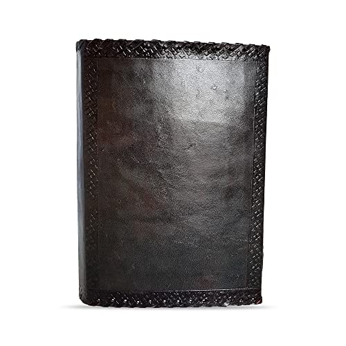 jaald 10" Leather Journal with lock Writing Pad Blank Notebook Handmade Notepad Men & Women Unlined Paper Best Present Art Sketchbook Travel Diary To Write Book Of Shadow Refillable Grimoire Black - Image 4