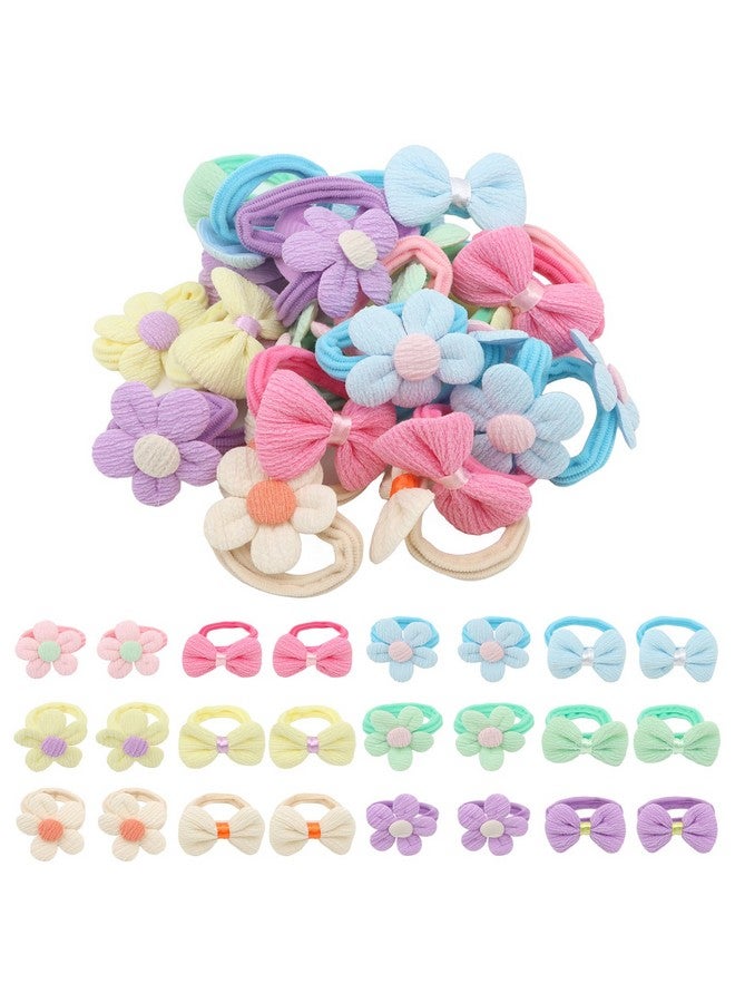 CAVETEE 36 Pcs Toddler Hair Ties for Girls, Baby Hair Bows Cute Flower Hair Ties Colorful Elastics Scrunchies Toddler Hair Accessories for Thick Hair - Image 1