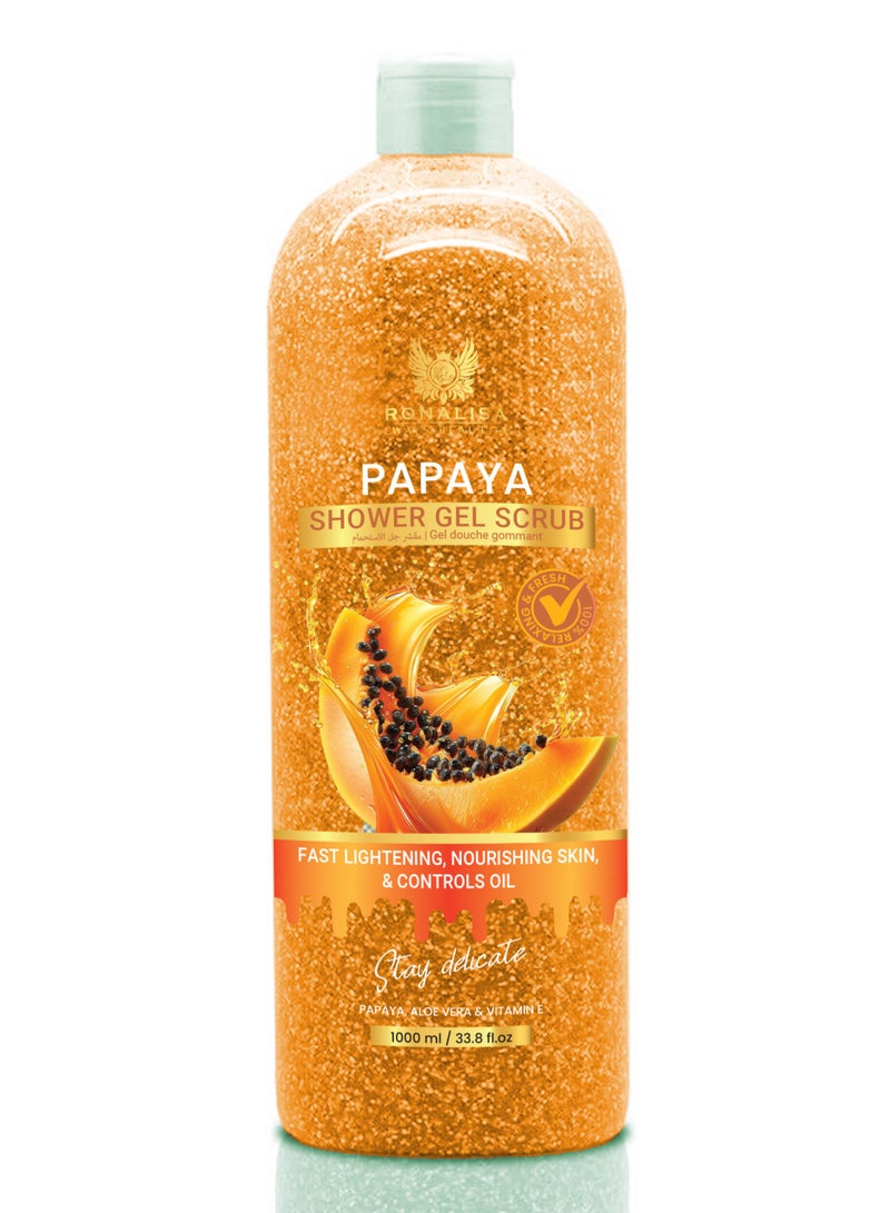 Ronalisa Papaya Exfoliating Shower Gel Scrub with Aloe & Vitamin E – [1000 ml] - Image 1