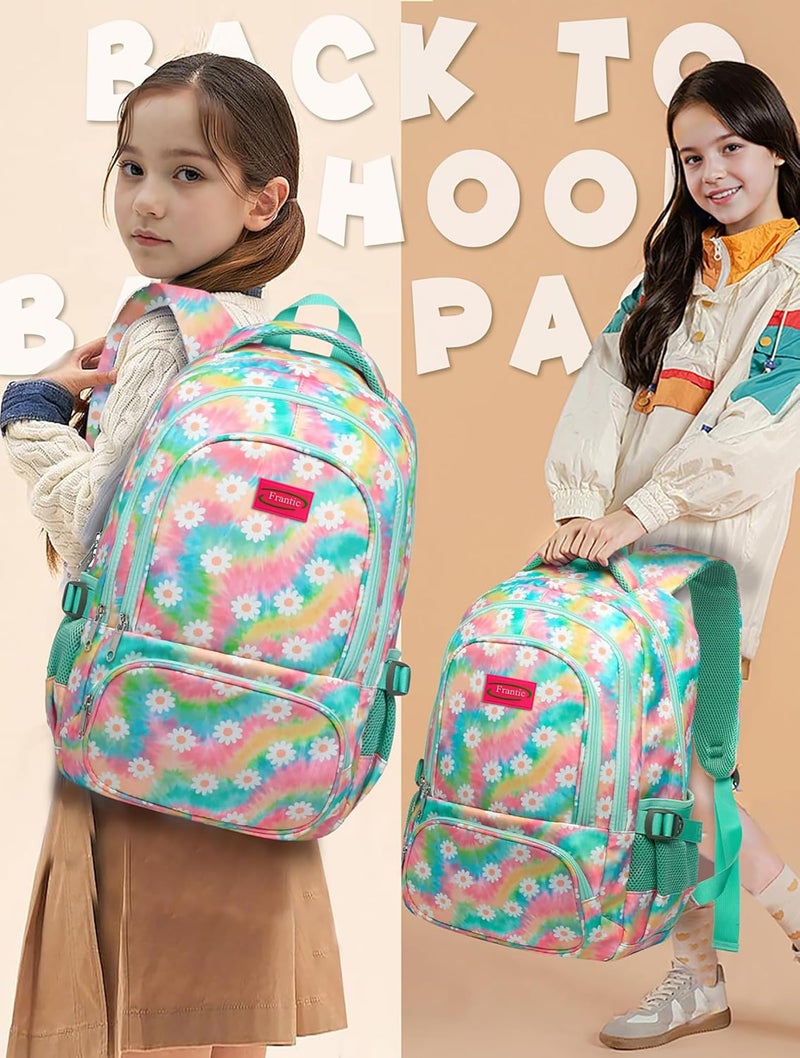 Frantic Waterproof Polyester 26 L School Backpack School Bag Daypack Picnic Bag For Boys & Girls(RR_Multi_Flower) - Image 5