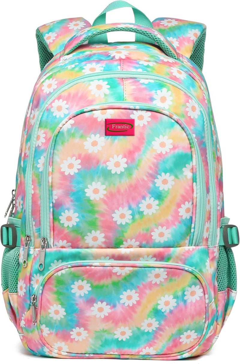 Frantic Waterproof Polyester 26 L School Backpack School Bag Daypack Picnic Bag For Boys & Girls(RR_Multi_Flower) - Image 1