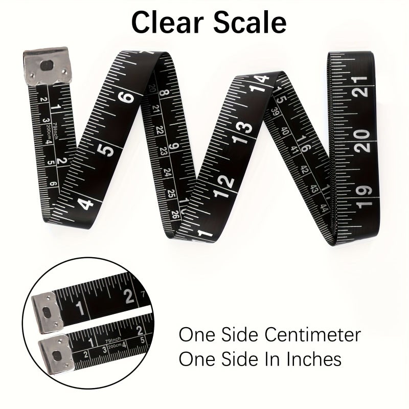 1pc Dual Sided Measuring Tape Black Yellow 59 Inches 150 Centimeters PVC Double Scales Body Measurement Sewing - Image 2