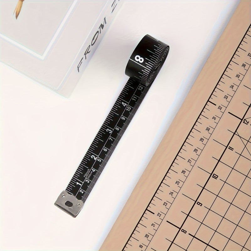 1pc Dual Sided Measuring Tape Black Yellow 59 Inches 150 Centimeters PVC Double Scales Body Measurement Sewing - Image 3