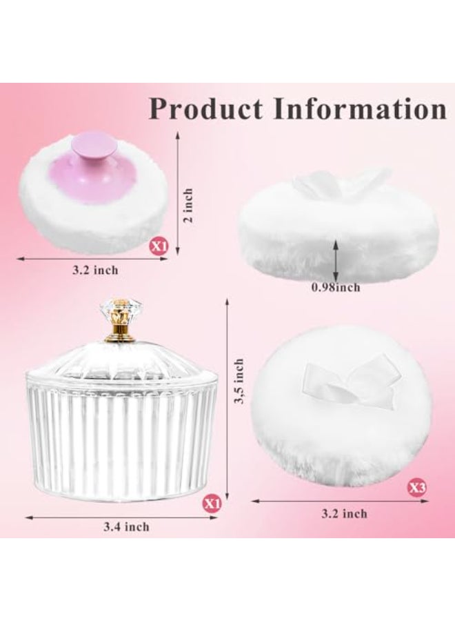Waybas 5Pcs Dusting Powder Container with Puff 34 Inch Acrylic Body Powder Containers with Large Soft Puff Loose Dusting Powder Container Reusable Powder Applicator for Women Baby Body Face Makeup - Image 3