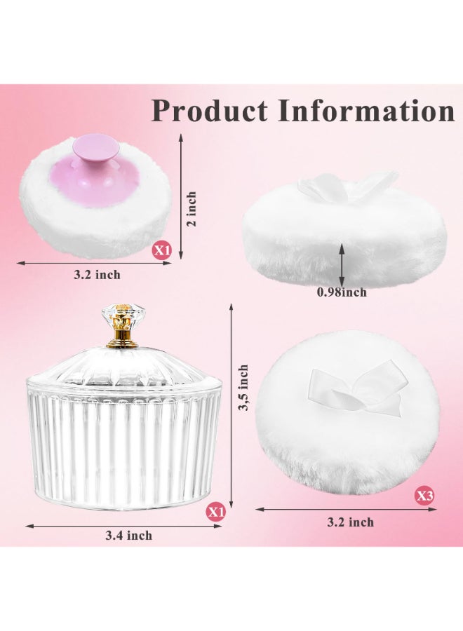 Waybas 5Pcs Dusting Powder Container with Puff 34 Inch Acrylic Body Powder Containers with Large Soft Puff Loose Dusting Powder Container Reusable Powder Applicator for Women Baby Body Face Makeup - Image 4