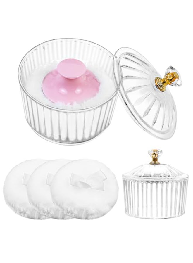 Waybas 5Pcs Dusting Powder Container with Puff 34 Inch Acrylic Body Powder Containers with Large Soft Puff Loose Dusting Powder Container Reusable Powder Applicator for Women Baby Body Face Makeup - Image 1