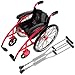 DOITOOL Mini Wheelchair Crutch Props Realistic Doll Wheelchair Figurine Decorative Miniature Crutch Dollhouse Accessory for Playset red - Image 2