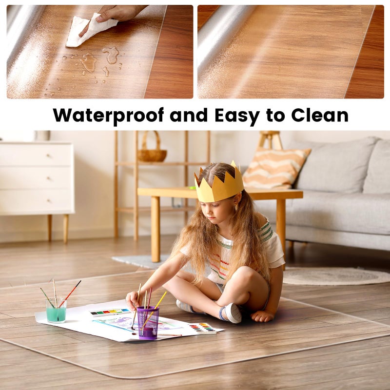 PHOUZIN Office Chair Mat for Hardwood Floor: 63"x 51" Extra Large Floor Mat for Rolling Chair and Computer Desk, Clear Chair Mat Heavy Duty Plastic Protector for L Desk, Home, Gaming Easy Glide - Image 3