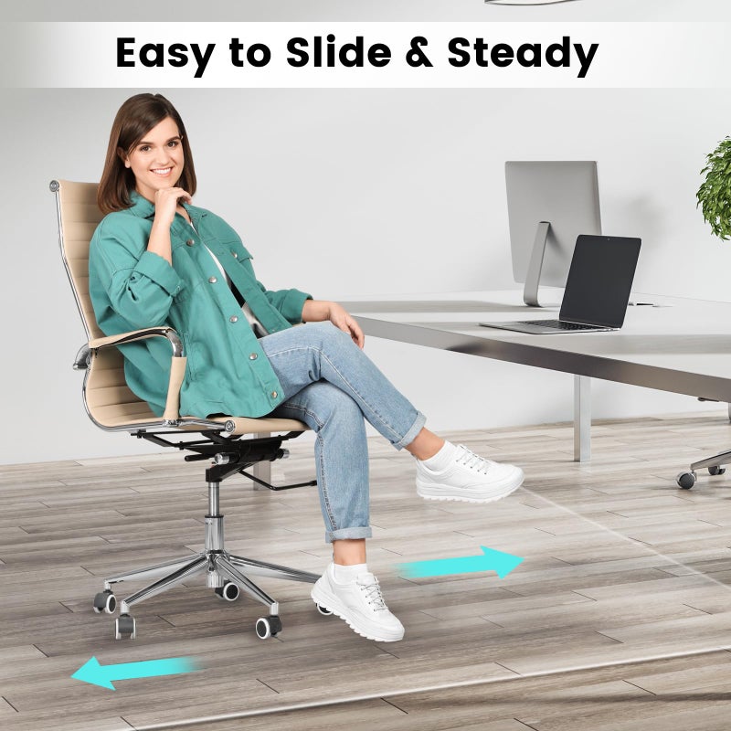 PHOUZIN Office Chair Mat for Hardwood Floor: 63"x 51" Extra Large Floor Mat for Rolling Chair and Computer Desk, Clear Chair Mat Heavy Duty Plastic Protector for L Desk, Home, Gaming Easy Glide - Image 2