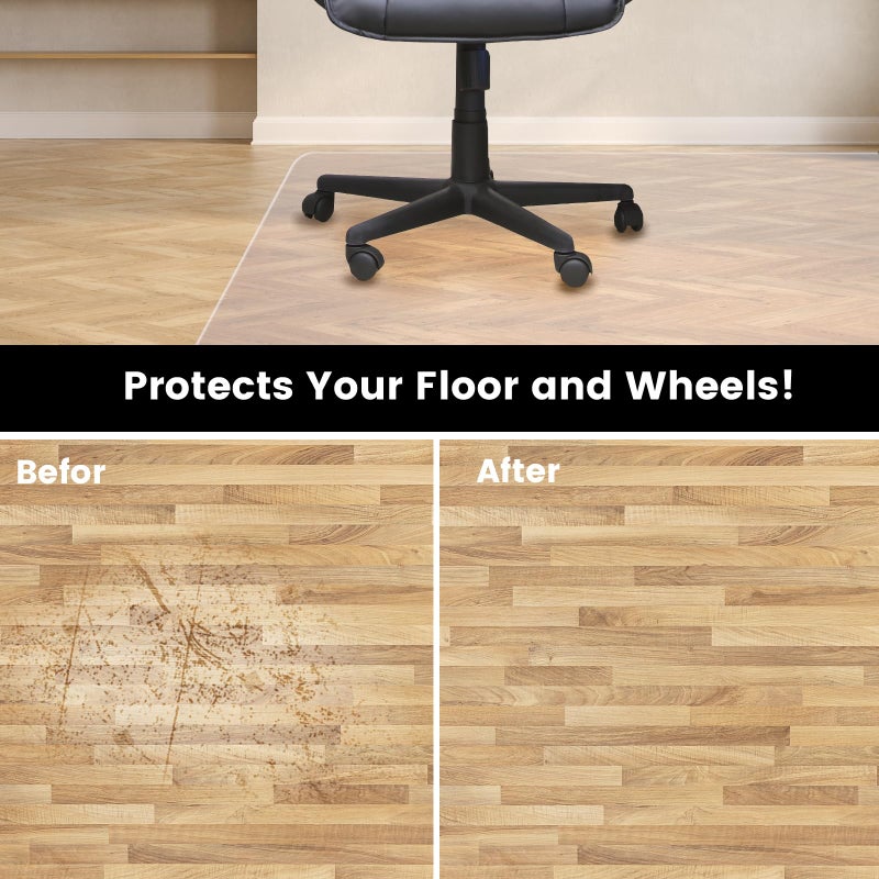 PHOUZIN Office Chair Mat for Hardwood Floor: 63"x 51" Extra Large Floor Mat for Rolling Chair and Computer Desk, Clear Chair Mat Heavy Duty Plastic Protector for L Desk, Home, Gaming Easy Glide - Image 5