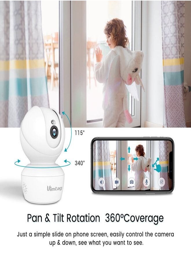 Vimtag - Vimtag 826 6 Megapixel, Wireless IP Home Security Camera,1080P Surveillance Camera with Two-Way Audio,2.4Ghz WiFi Indoor Dome Camera for Pet Baby Elder Monitor,HD Night Vision,Remote View - Image 1