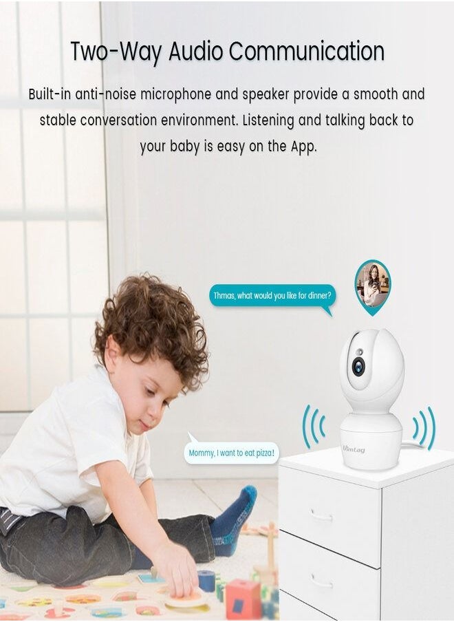 Vimtag - Vimtag 826 6 Megapixel, Wireless IP Home Security Camera,1080P Surveillance Camera with Two-Way Audio,2.4Ghz WiFi Indoor Dome Camera for Pet Baby Elder Monitor,HD Night Vision,Remote View - Image 1