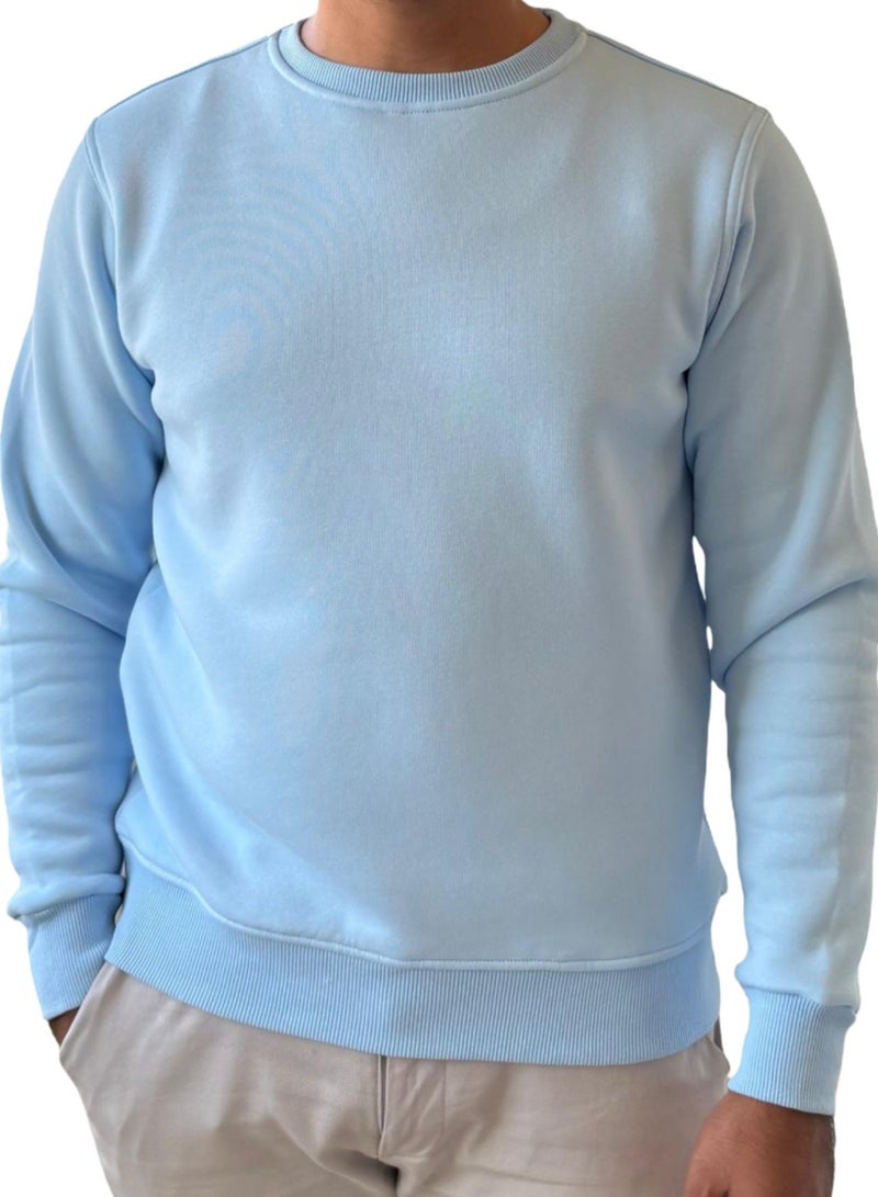 Horse Polo Sweatshirt Round Neck, Baby Blue - Image 1