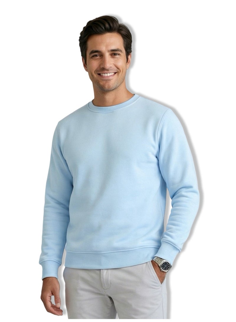 Horse Polo Sweatshirt Round Neck, Baby Blue - Image 1