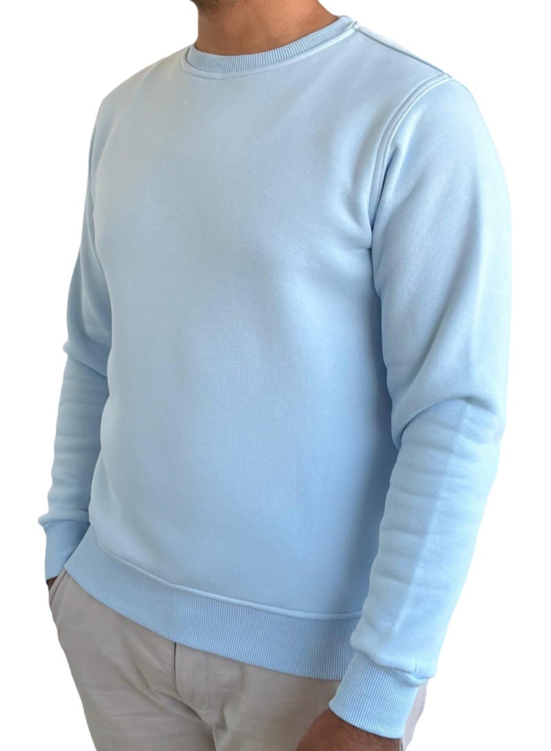 Horse Polo Sweatshirt Round Neck, Baby Blue - Image 4