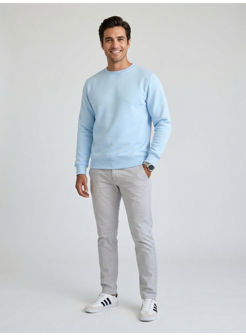 Horse Polo Sweatshirt Round Neck, Baby Blue - Image 2