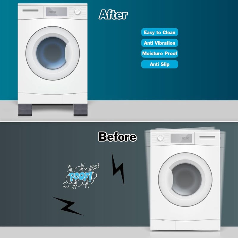Sakolla Anti Vibration Pads for Washing Machine - Double Heighten Washer and Dryer Pedestals High Hard Wearing Square Rubber Foot Pads, Noise Cancelling and Shock Support Protects Pedestals - Image 4