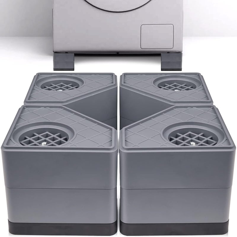 Sakolla Anti Vibration Pads for Washing Machine - Double Heighten Washer and Dryer Pedestals High Hard Wearing Square Rubber Foot Pads, Noise Cancelling and Shock Support Protects Pedestals - Image 1
