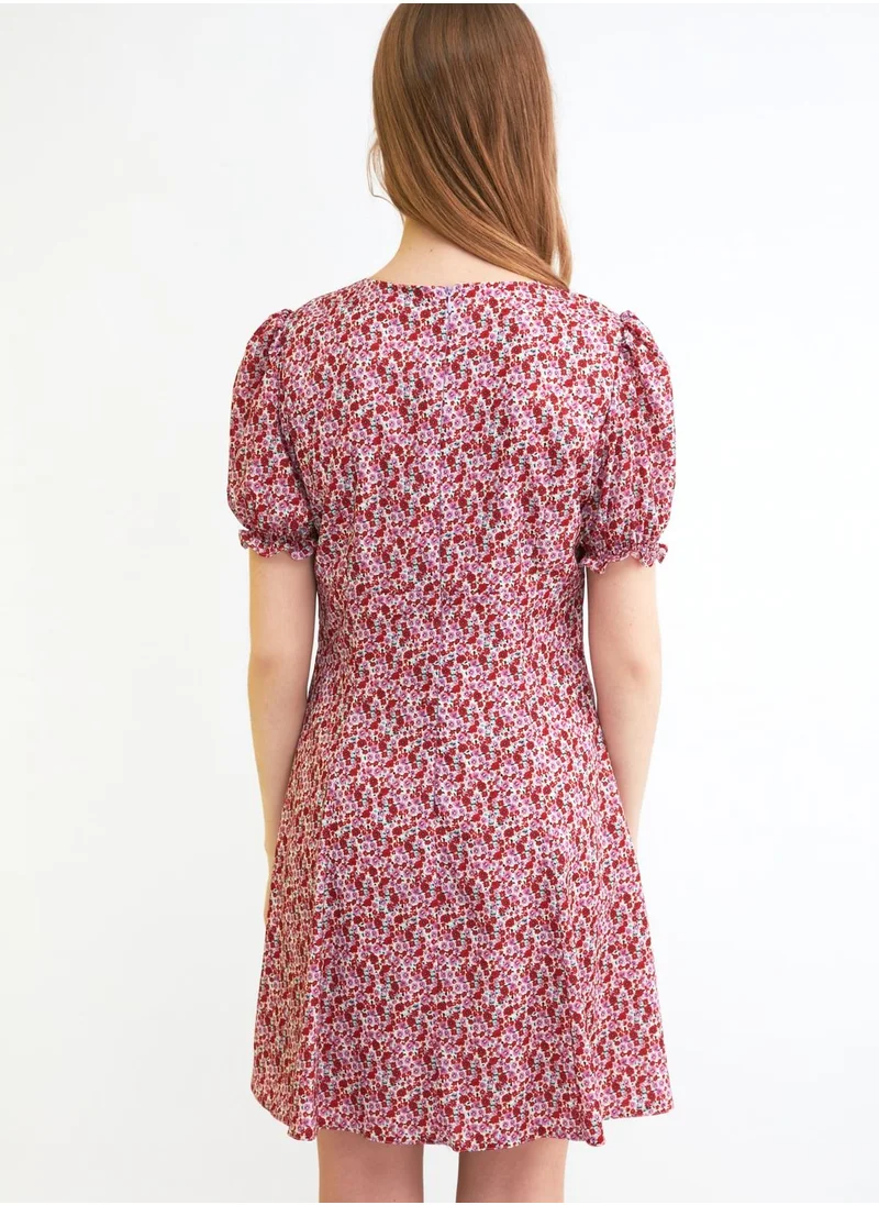 trendyol Balloon Sleeve Printed Dress