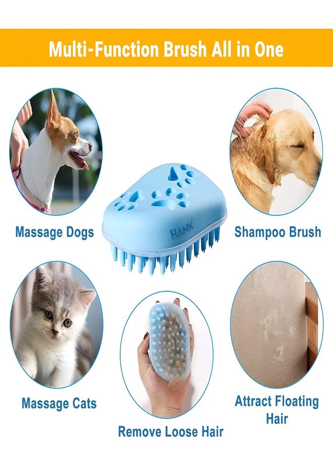 HANK Silicone Brush for Dogs & Cats - Soft Bristle Bath Comb - Deshedding Hair Remover - Shampoo Bathing Brush - Gentle Skin Safe - Easy Grip Grooming Accessory for Bathing Cleaning - Image 2