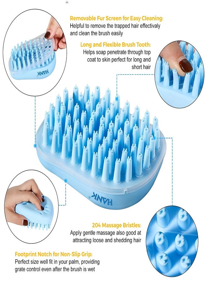 HANK Silicone Brush for Dogs & Cats - Soft Bristle Bath Comb - Deshedding Hair Remover - Shampoo Bathing Brush - Gentle Skin Safe - Easy Grip Grooming Accessory for Bathing Cleaning - Image 5