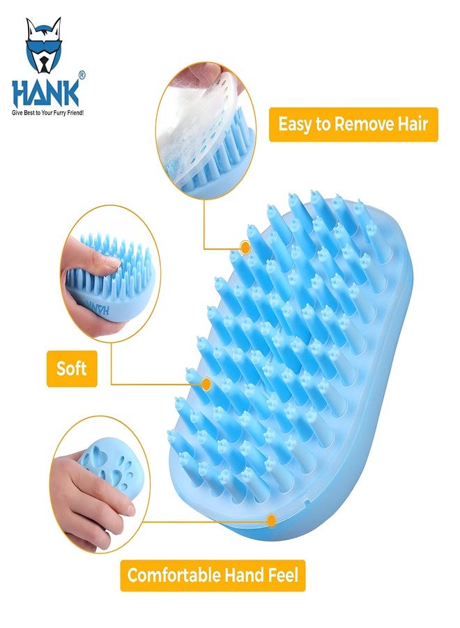 HANK Silicone Brush for Dogs & Cats - Soft Bristle Bath Comb - Deshedding Hair Remover - Shampoo Bathing Brush - Gentle Skin Safe - Easy Grip Grooming Accessory for Bathing Cleaning - Image 3
