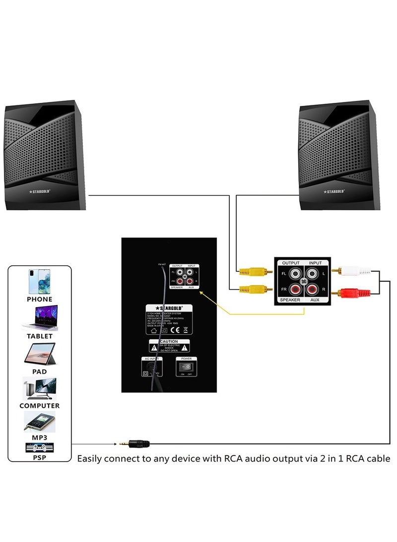 2.1 Multimedia Speakers System With Subwoofer Front Knob 90W Speakers With Subwoofer Strong Bass 3.5mm Audio Input - Image 4