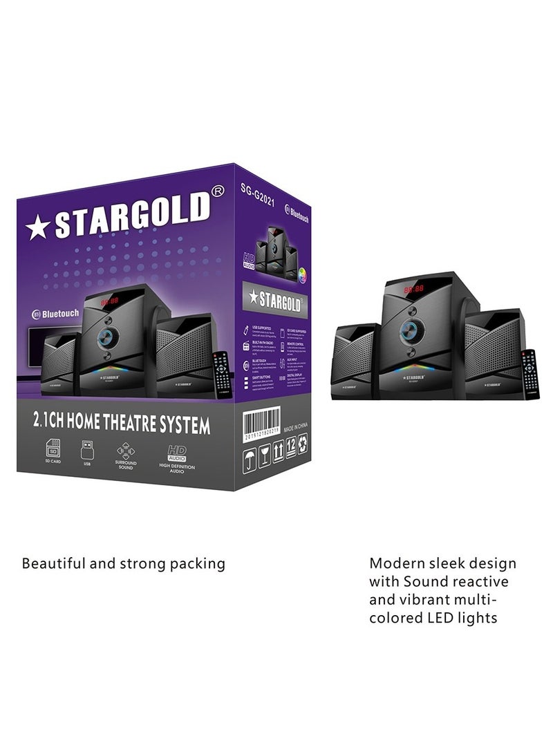 2.1 Multimedia Speakers System With Subwoofer Front Knob 90W Speakers With Subwoofer Strong Bass 3.5mm Audio Input - Image 2