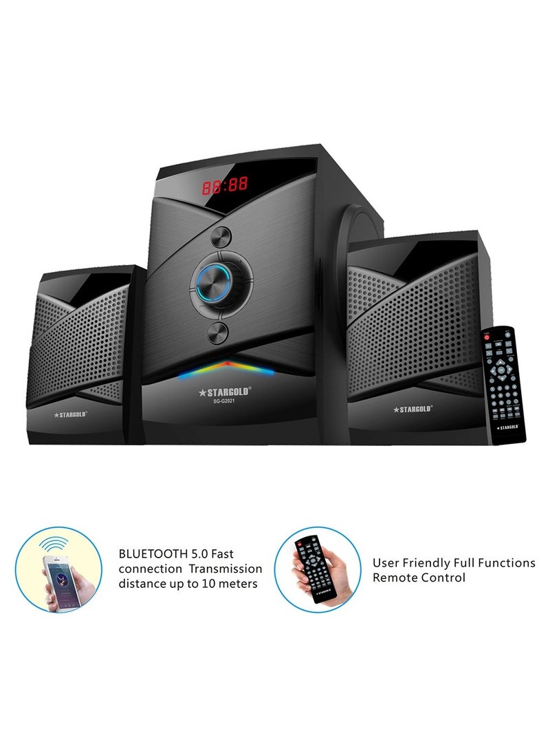 2.1 Multimedia Speakers System With Subwoofer Front Knob 90W Speakers With Subwoofer Strong Bass 3.5mm Audio Input - Image 1