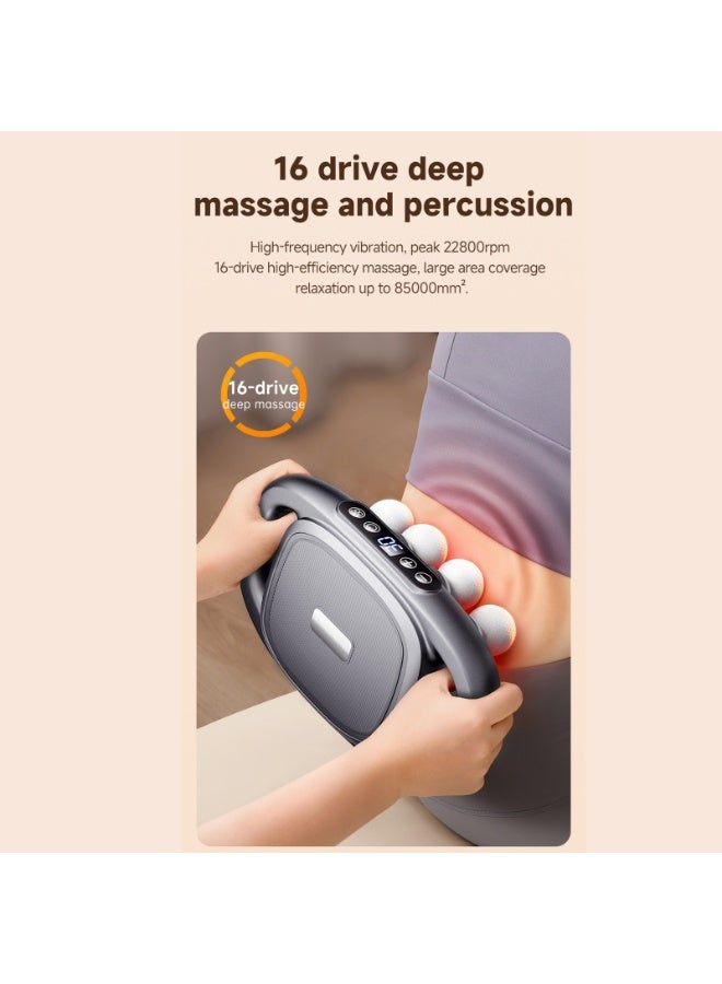 jocelee 8-Head Massage Gun 3 Modes & 30 Intensity Levels - Type-C Fast Charging Full Body Hands-Free Massager for Muscle Pain Relief for Back Legs and Shoulders - Image 3