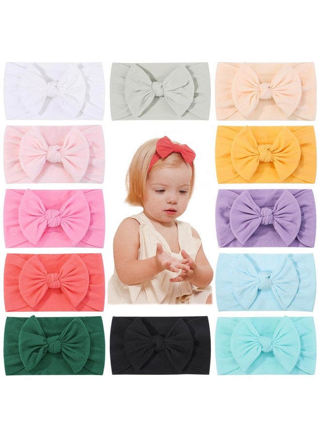 چولي بوز 12 قطعة عصابات رأس من النايلون للأطفال مع ربطة شعر مرنة للفتيات حديثي الولادة والأطفال الصغار إكسسوارات شعر الأطفال مجموعة ألوان فاتحة ناعمة - Image 1
