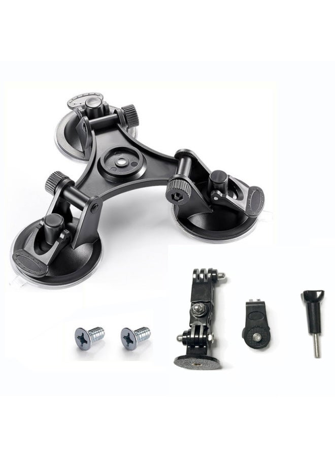 Generic Sport Camera Accessories Tripod Suction Cup Car Suction Cup Vehicle Mounted Triangle Low Angle Gopro-Color:Three-leg Suction Cup + Adapter Length Adjustment ARM + Aee Screw - Image 1