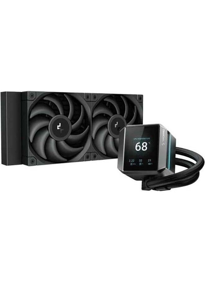 DEEPCOOL - Mystique 240 Liquid CPU Cooler, 2.8" TFT LCD Screen, 240mm Radiator, 120mm Fan Size, 2150 RPM Fan Speed, 72.45 CFM Fan Airflow, 3400 RPM Pump Speed, FDB Fan, Black | R-LX550-BKDSNC-G-1 - Image 1