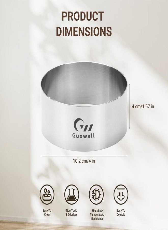 Guowall 6pcs Hamburger Bun Ring Mold, Thickened 4 inch Nonstick Crumpet Rings Stainless Steel Burger Mould, Cake Rings for Fried Eggs, Pancakes and Cookie for Baking - Image 5