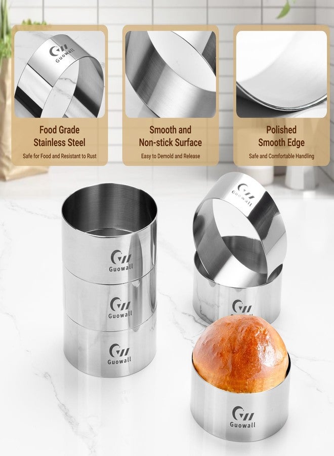 Guowall 6pcs Hamburger Bun Ring Mold, Thickened 4 inch Nonstick Crumpet Rings Stainless Steel Burger Mould, Cake Rings for Fried Eggs, Pancakes and Cookie for Baking - Image 2